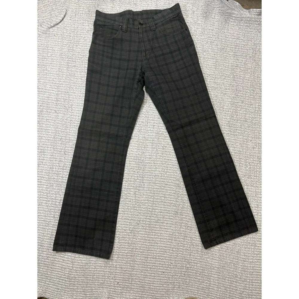Comme Ca Ism Plaid Pants Mens‎ 30 Gray Black Tartan Slim Straight Cotton